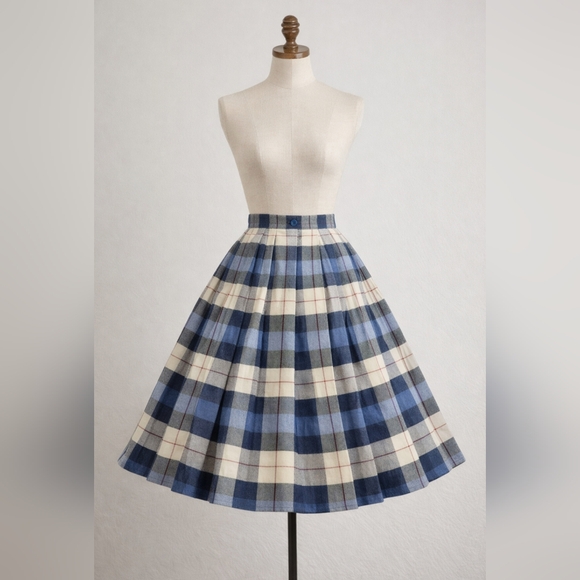 The Unbranded Brand Dresses & Skirts - Authentic 1950s Reversible Plaid Skirt | 24” Waist | Circa 1955 | Original Owner